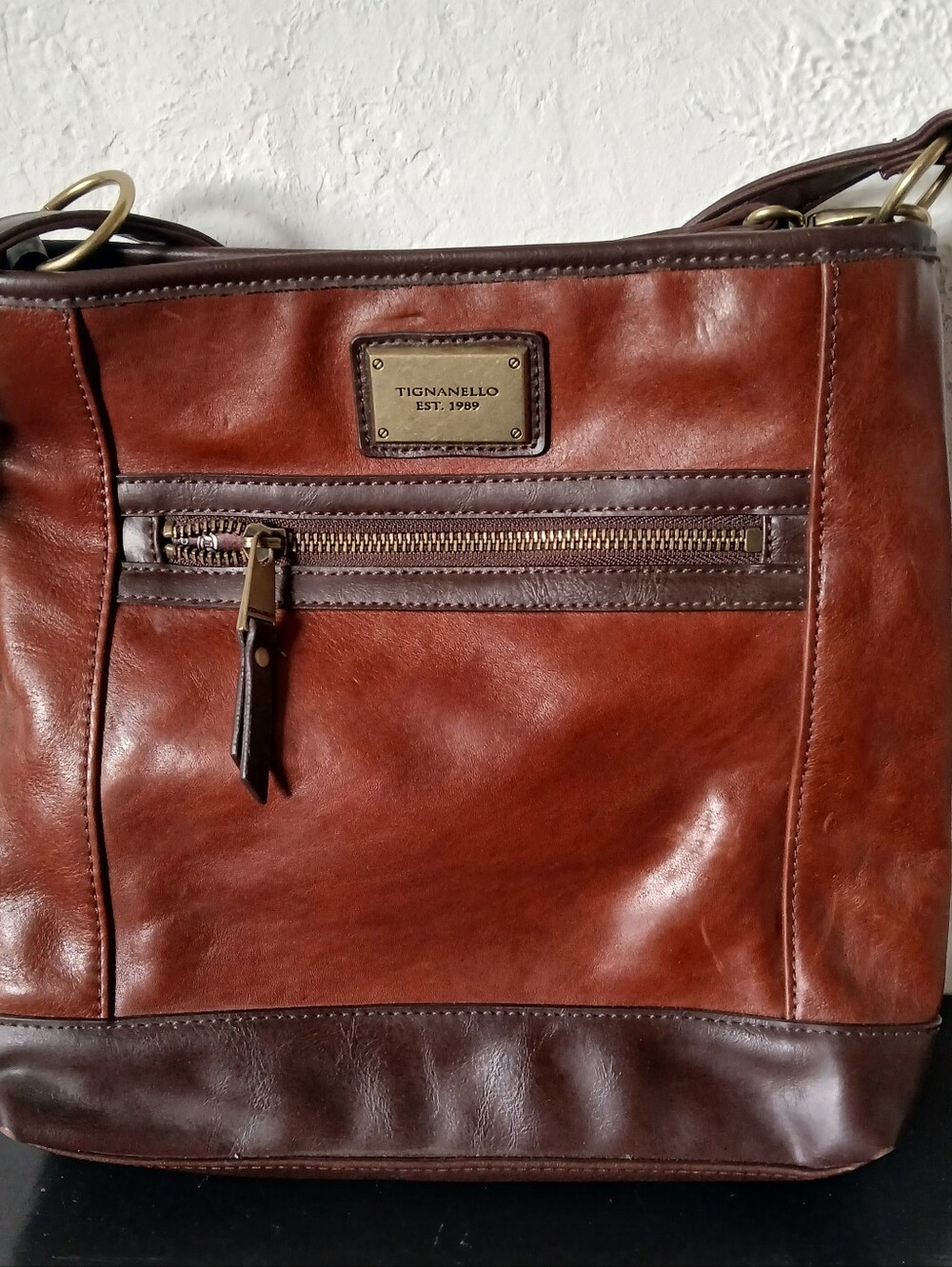Tignanello two-tone leather crossbody bag